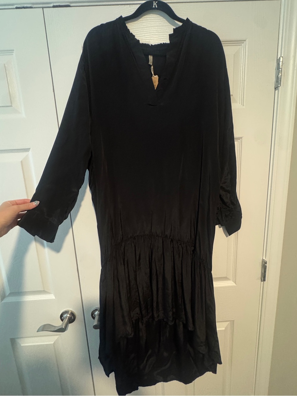 Black Long Sleeve Tiered Dress